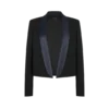 Chaqueta de esmoquin corta de dos botones con solapa chal y dos tonos Chaqueta de esmoquin corta de dos botones con solapa chal y dos tonos