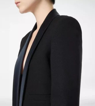 Chaqueta de esmoquin corta de dos botones con solapa chal y dos tonos