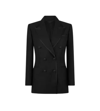 Chaqueta de esmoquin cruzada «Wallis» de mezcla de seda y mohair