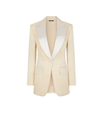 Chaqueta de esmoquin de una sola botonadura «Bianca» en mezcla de seda Barathea brillante