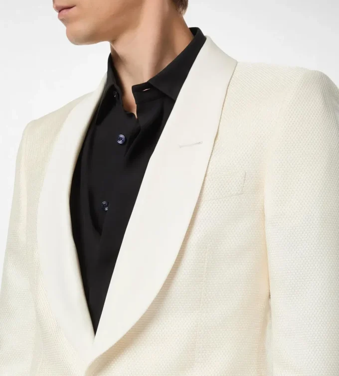 Chaqueta de noche de jacquard de viscosa y seda Chaqueta de noche de jacquard de viscosa y seda