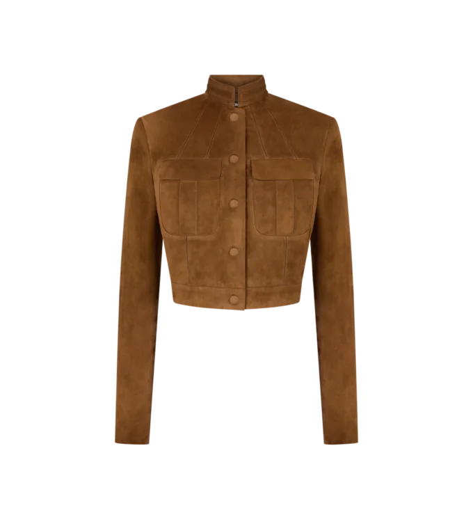 Chaqueta de oficial de ante de cordero de grano completo Chaqueta de oficial de ante de cordero de grano completo