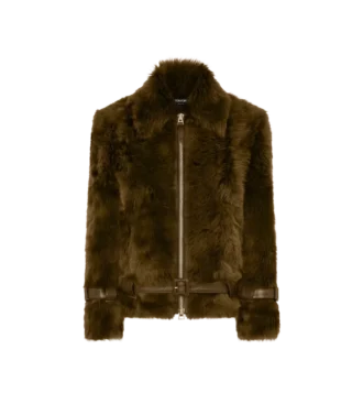 Chaqueta de piel con detalles de cuero