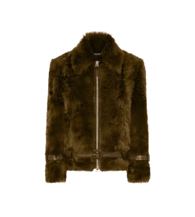 Chaqueta de piel con detalles de cuero Chaqueta de piel con detalles de cuero