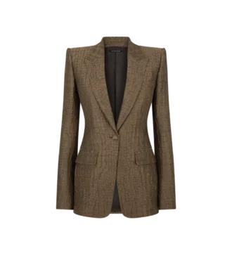 Chaqueta de solapa en pico con jacquard de cocodrilo y botonadura sencilla
