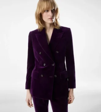 Chaqueta de terciopelo con solapas en pico y doble botonadura Wallis