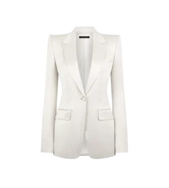 Chaqueta de una sola botonadura en mezcla de algodón y seda lavada