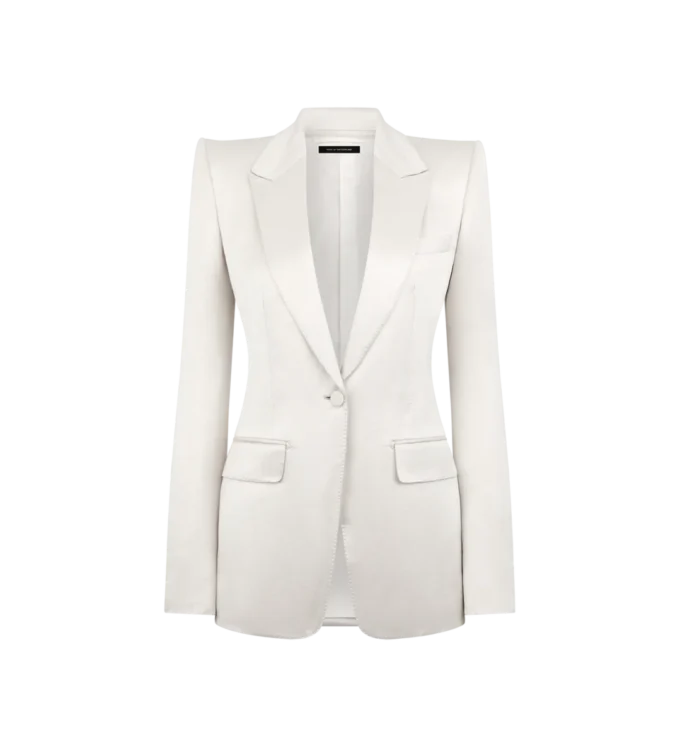 Chaqueta de una sola botonadura en mezcla de algodón y seda lavada Chaqueta de una sola botonadura en mezcla de algodón y seda lavada