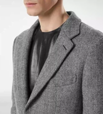 Chaqueta doble dividible con diseño en espiga Sharkskin