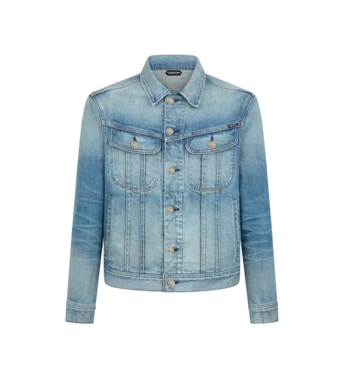 Chaqueta icónica de denim con ribete
