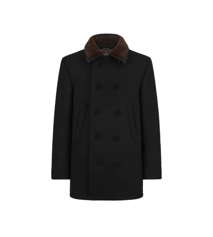 Chaqueta marinera de lana Melton y piel de oveja
