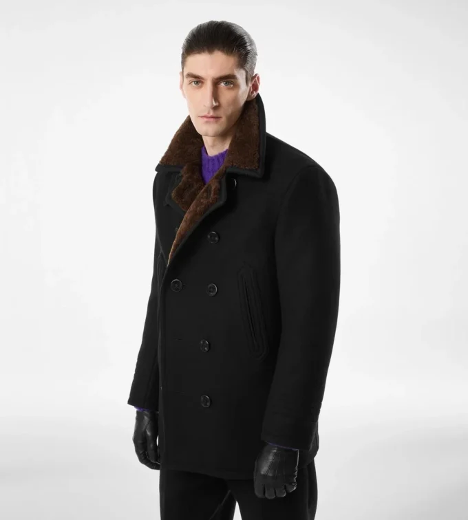 Chaqueta marinera de lana Melton y piel de oveja