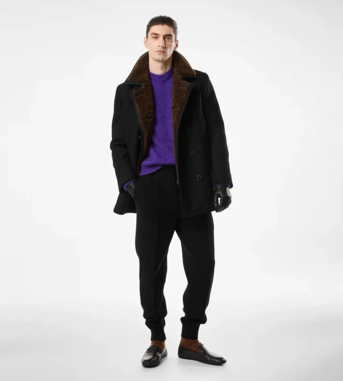 Chaqueta marinera de lana Melton y piel de oveja