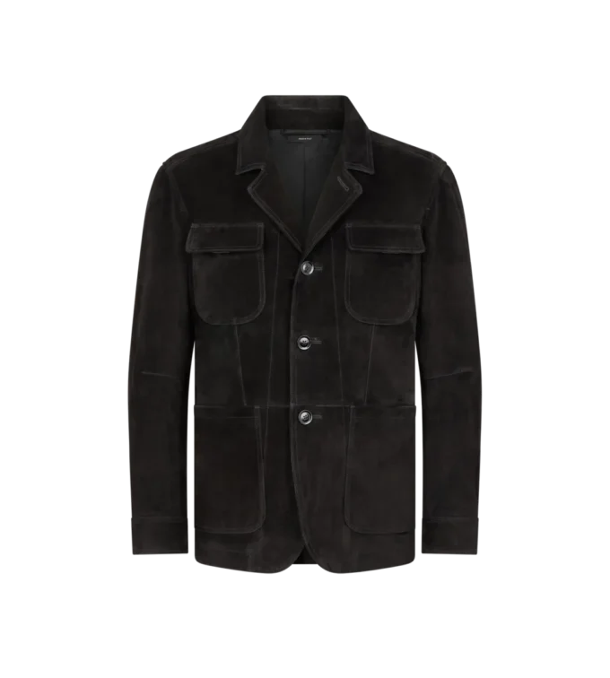 Chaqueta militar de ante de cachemira