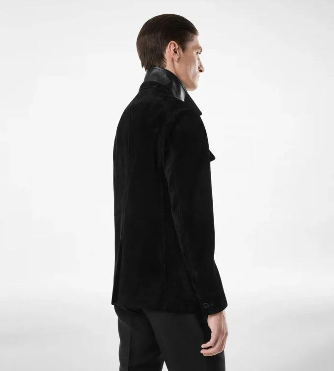 Chaqueta militar de ante de cachemira