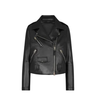 Chaqueta motera asimétrica de cuero