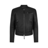 Chaqueta motera con cremallera de piel granulada