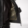 Chaqueta motera con cremallera de piel granulada