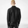 Chaqueta motera con cremallera de piel granulada