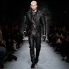 Chaqueta motera con cremallera de piel granulada