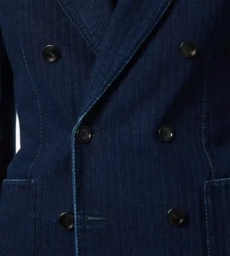 Chaqueta índigo con diseño en espiga Chaqueta índigo con diseño en espiga