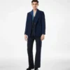 Chaqueta índigo con diseño en espiga Chaqueta índigo con diseño en espiga