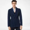 Chaqueta índigo con diseño en espiga Chaqueta índigo con diseño en espiga