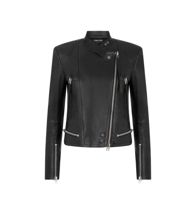 Chaqueta Racer de napa con acabado al vapor