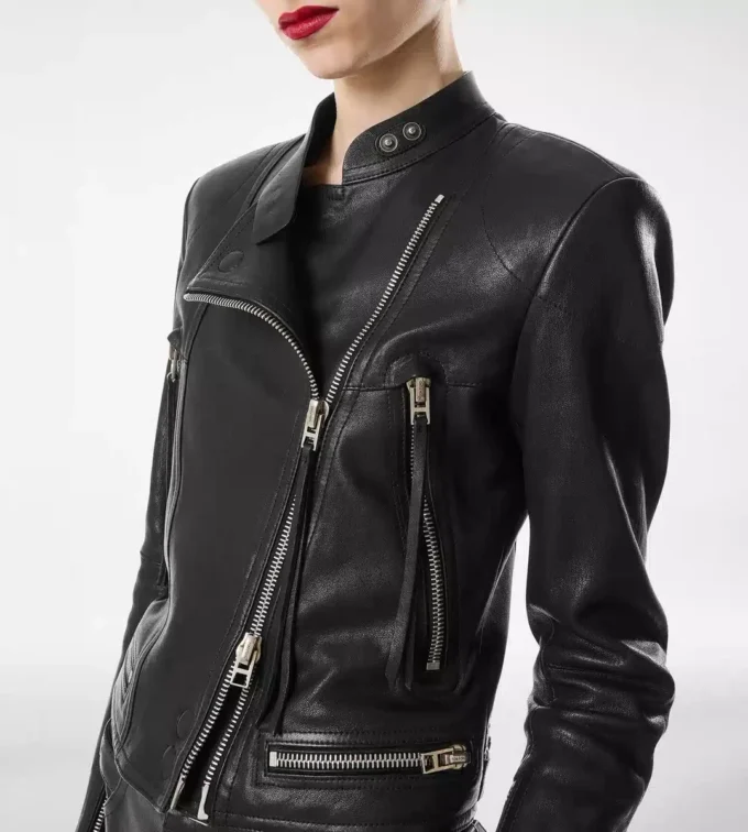 Chaqueta Racer de napa con acabado al vapor