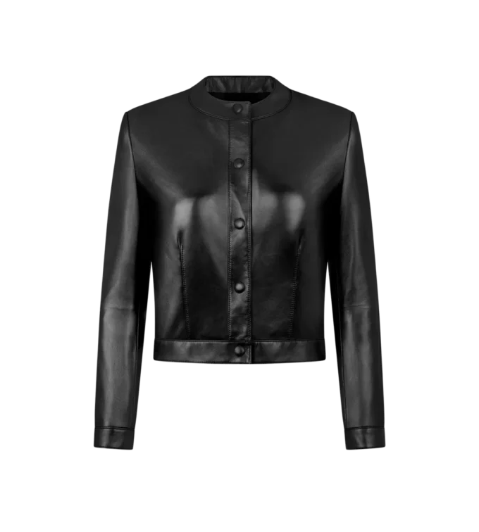 Chaqueta tipo cárdigan de piel napa