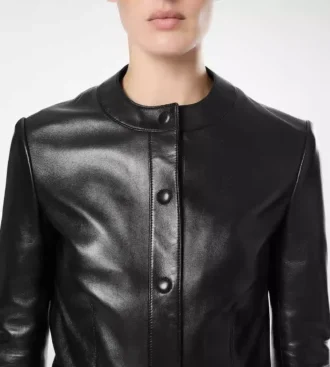 Chaqueta tipo cárdigan de piel napa