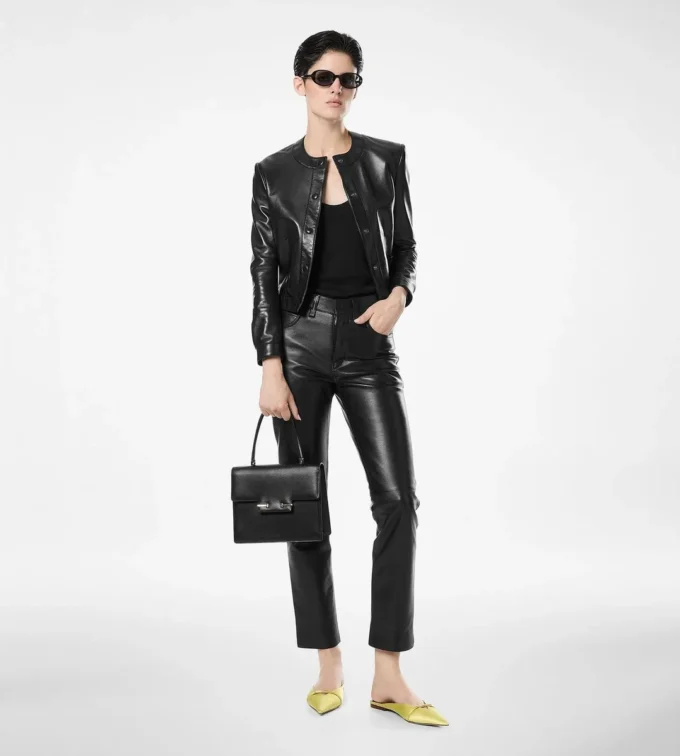 Chaqueta tipo cárdigan de piel napa