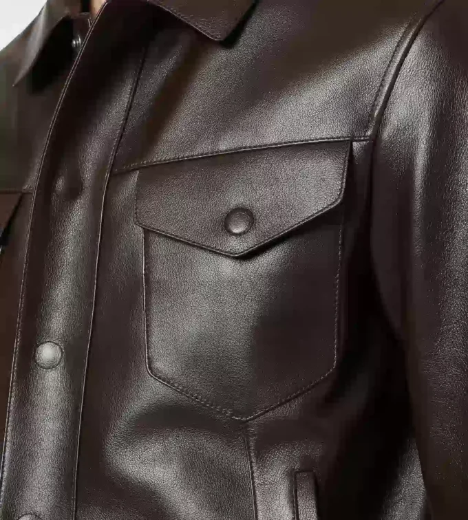 Chaqueta western de piel granulada de búfalo Chaqueta western de piel granulada de búfalo