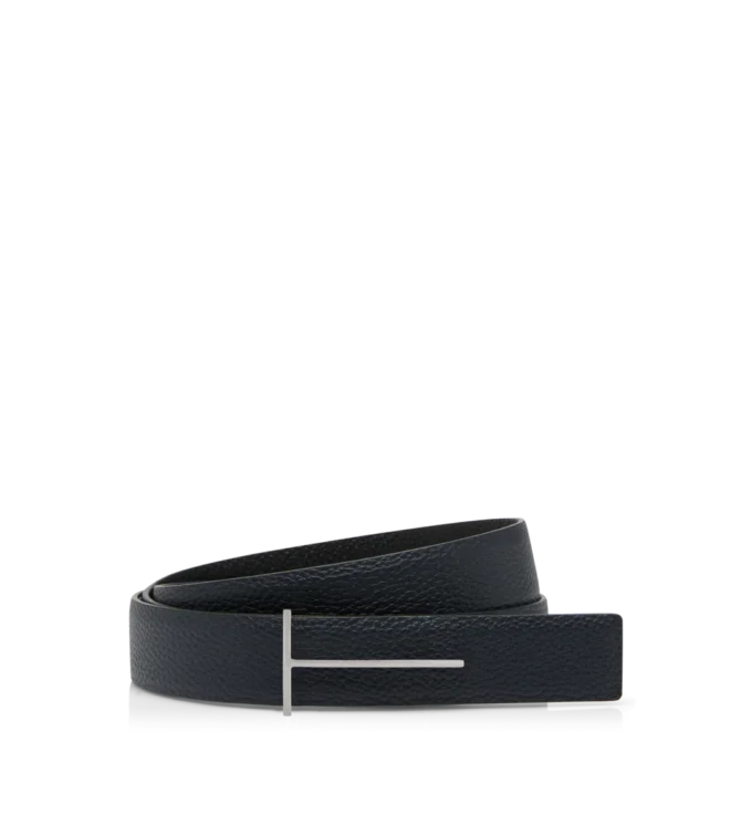 Cinturón reversible Slim T de piel granulada
