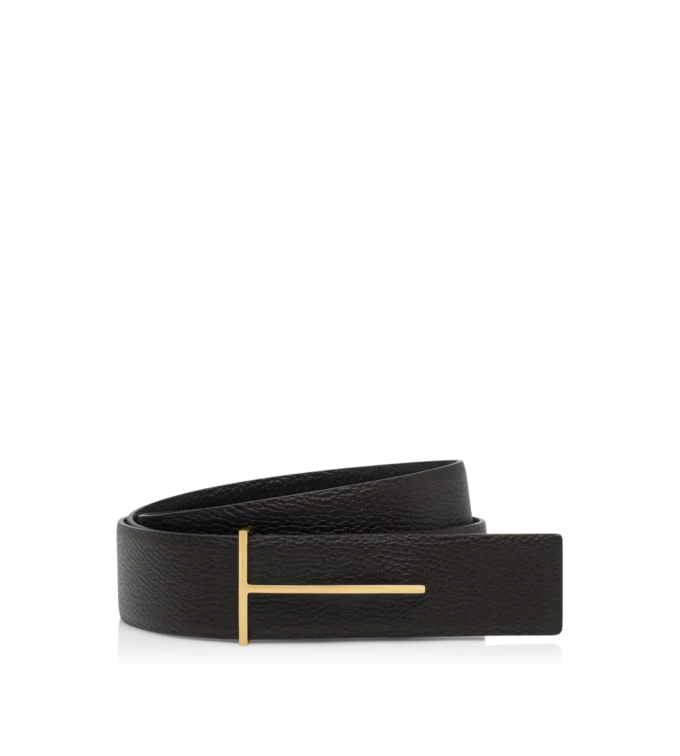 Cinturón reversible Slim T de piel granulada