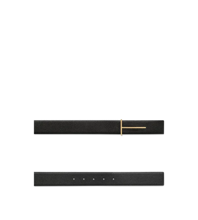 Cinturón reversible Slim T de piel granulada