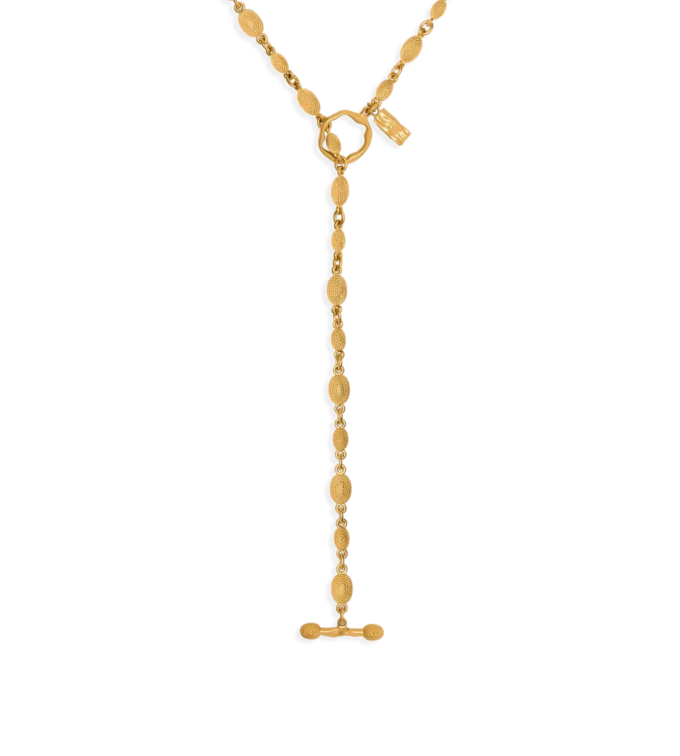 Collar Grace Lariat de latón dorado vintage