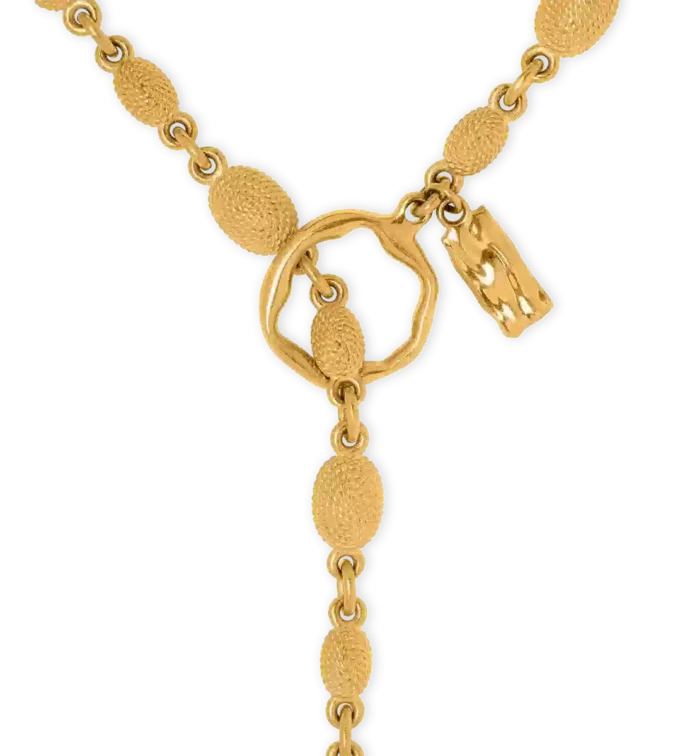 Collar Grace Lariat de latón dorado vintage