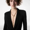 Collar Grace Lariat de latón dorado vintage