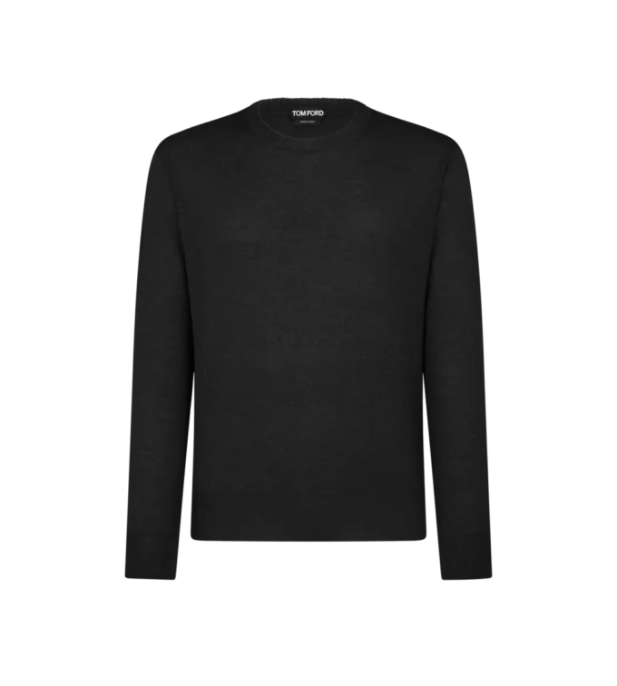 Jersey de cuello redondo sin costuras de alpaca y seda