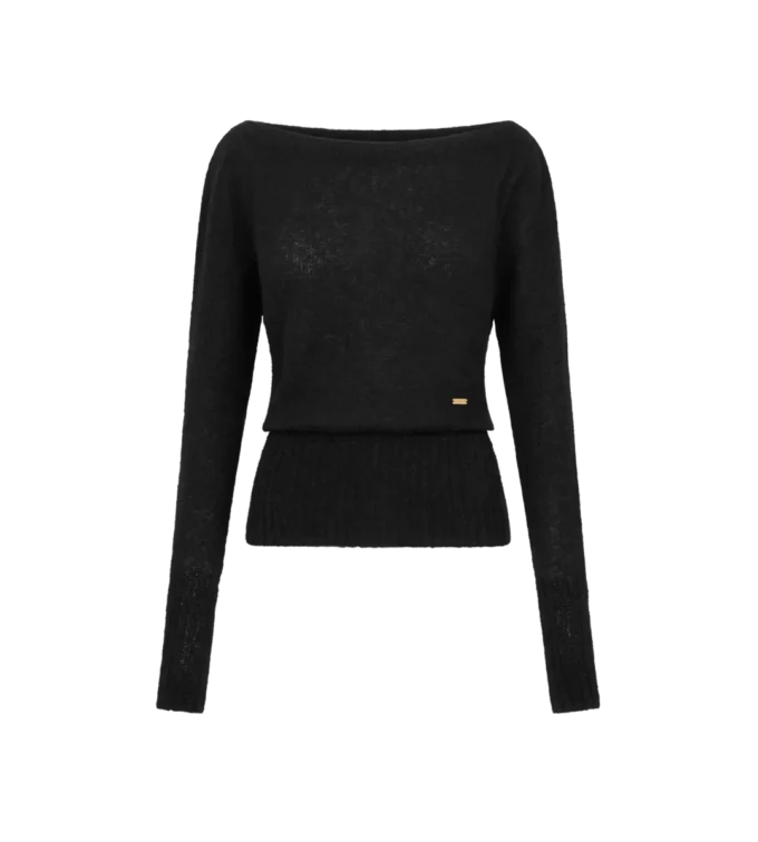 Jersey de manga larga y cuello barco con placa metálica Tom Ford Jersey de manga larga y cuello barco con placa metálica Tom Ford