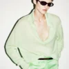Jersey oversize de cuello polo abierto de cachemira y seda ultrasuaves Jersey oversize de cuello polo abierto de cachemira y seda ultrasuaves
