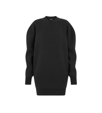 Minivestido escultural de lana y cachemira tipo sudadera