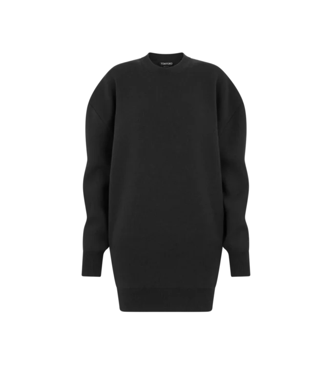 Minivestido escultural de lana y cachemira tipo sudadera Minivestido escultural de lana y cachemira tipo sudadera