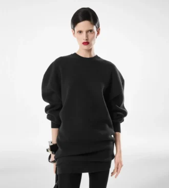 Minivestido escultural de lana y cachemira tipo sudadera