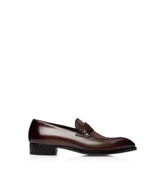 Mocasines Elkan Twisted Band de cuero bruñido y cocodrilo