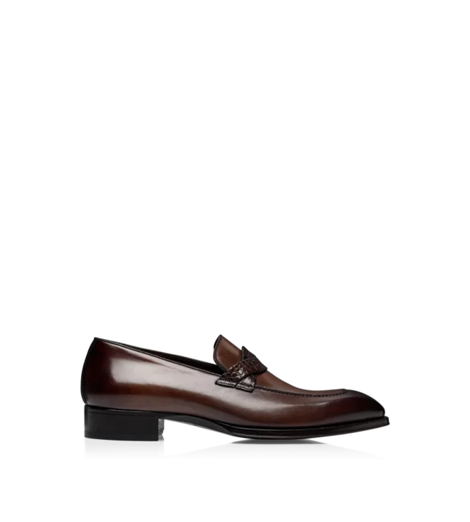 Mocasines Elkan Twisted Band de cuero bruñido y cocodrilo Mocasines Elkan Twisted Band de cuero bruñido y cocodrilo
