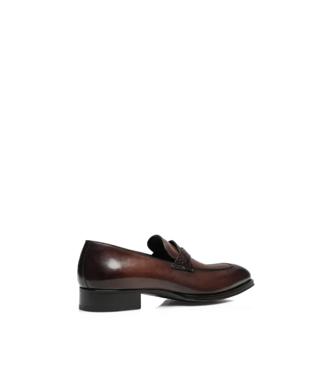 Mocasines Elkan Twisted Band de cuero bruñido y cocodrilo Mocasines Elkan Twisted Band de cuero bruñido y cocodrilo