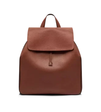 Mochila con solapa T-Line de cuero granulado