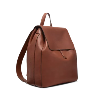 Mochila con solapa T-Line de cuero granulado